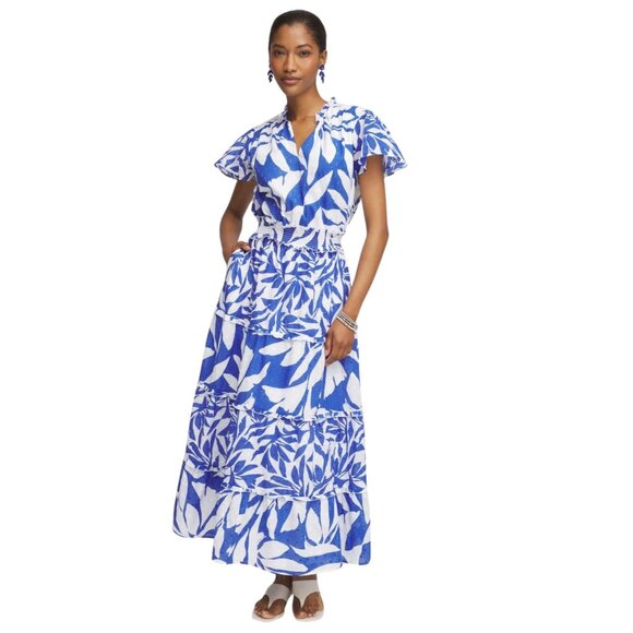 Chico's Dresses & Skirts - Chicos Flutter Sleeved Maxi Dress - Blue & White Vacation Dress - Chicos Size 3